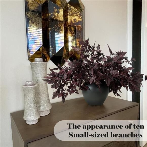 Artificial Fall Leaf Stems Faux Plum Spray Autumn Floral Branch Home Decor Set - Picture 6 of 7